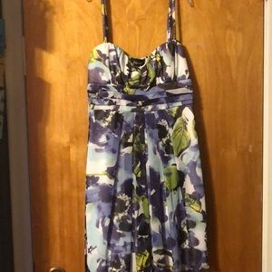 Blue, green, purple and white dress